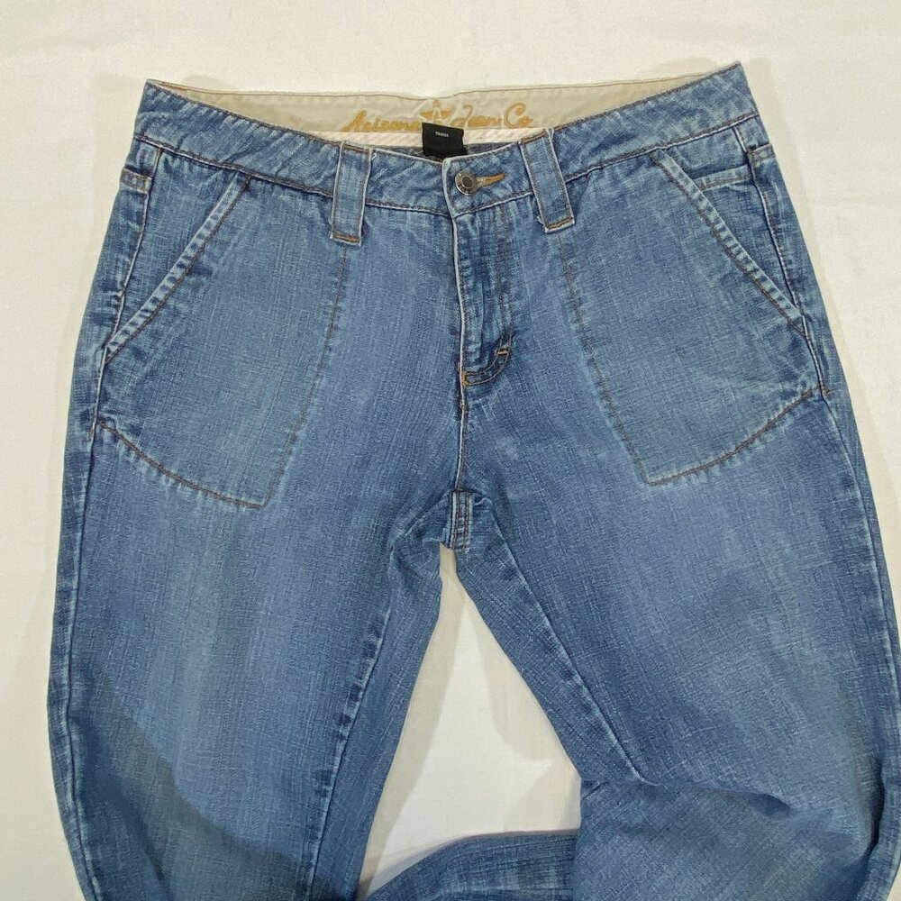 Arizona Jean Co Patch Pocket Flare Jeans 9 Medium Wash Retro 70s Style Denim - Picture 9 of 13